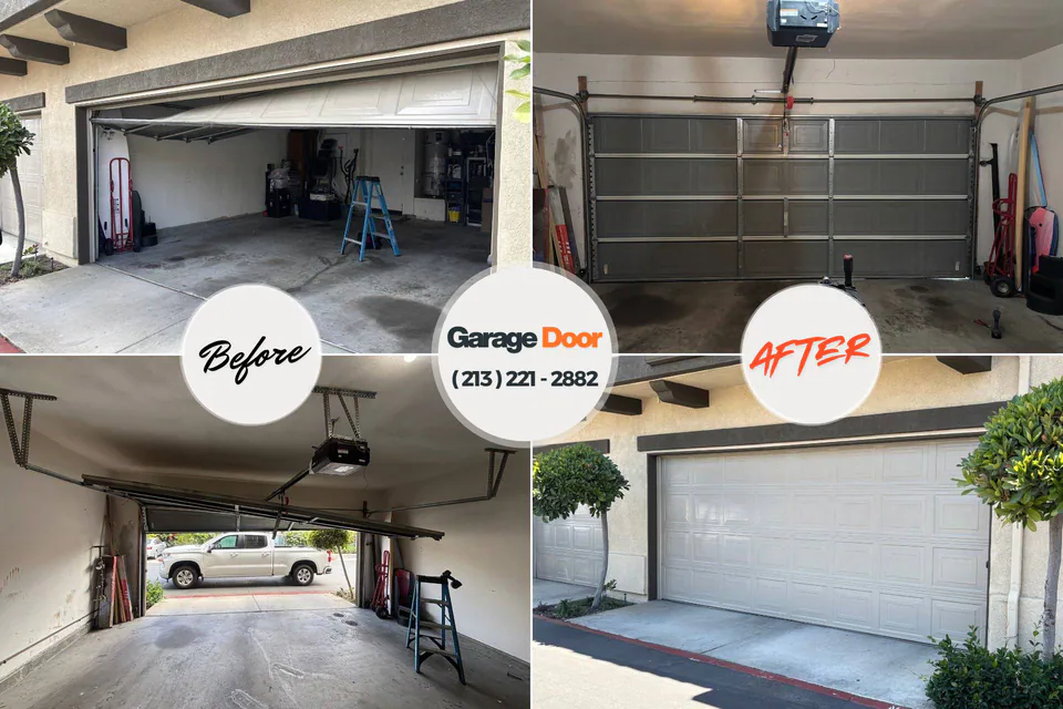 Before and after: garage door repair Mount Sinai, NY